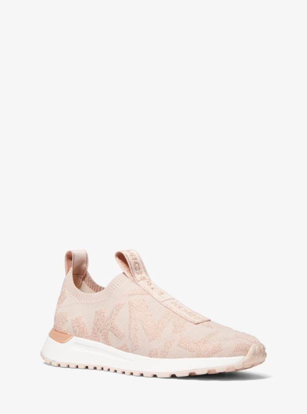Damske Tenisky Michael Kors Bodie Metallic Logo Knit Slip-On Ruzove Zlate - Topanky Michael Kors Outlet | TSFLP-4057